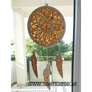 Fensterbild Suncatcher Bernstein - TRAUMFÄNGER  Ø 20 x 46cm